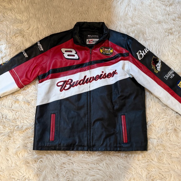 Wilsons Leather Other - Vintage Budweiser Wilson’s leather Black and Red Racing Jacket